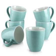 Coffee Mugs Set, 17 Oz Large Coffee Mug Set of 6, Ceramic Mugs for Turquoise