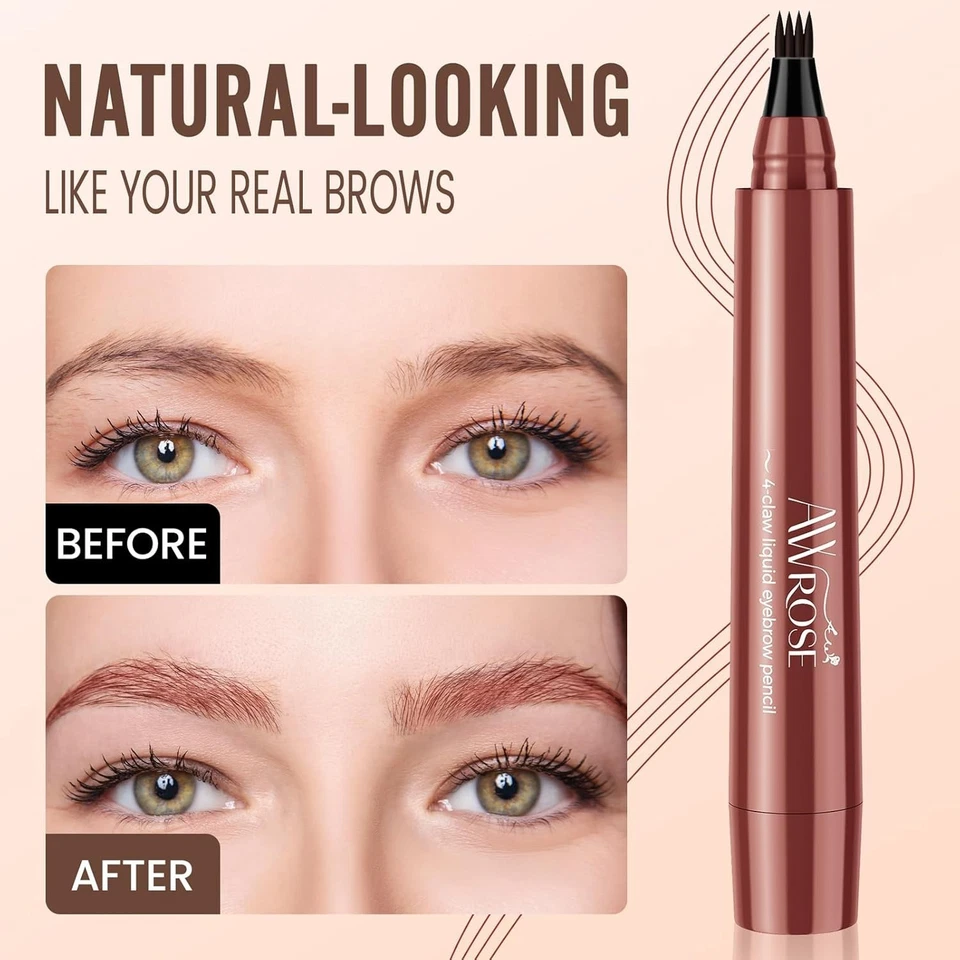 Awrose 3D Waterproof Microblading Eyebrow Pen 4 Fork Tip Pencil (2 Pack) - Image 3 of 4