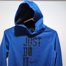 Nike Boys Dri-fit Long Sleeve 100 Polyester Pullover Hoodie Blue Size L