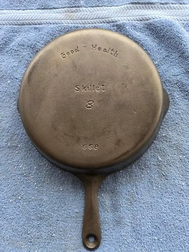 #8 GOOD HEALYH by, GRISWOLD,cast iron skillet, pn 658, EX, Cond.,NR!