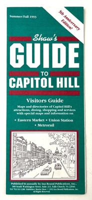 1993 Shaw's Guide To Capitol Hill Washington DC Ads Map Vintage Travel Brochure