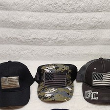 Lot Of 3 New Baseball Cap American Flag Trucker Adjustable USA Hat Unisex