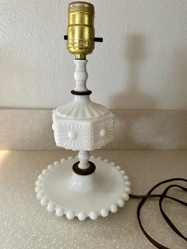 Vintage Milk Glass Hobnail Lamp