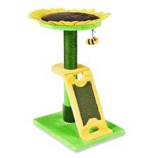 2-Level 24" Sunflower Sisal Cat Scratching Post Perch, Green Yellow
