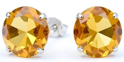 ECHTE 11,60 kt GELBER TOPAS OHRSTECKER 14k WEISSGOLD - kostenlose Bewertung
