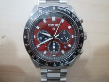 Seiko Mens Prospex Speedtimer Solar Steel Bracelet Red Dial Watch SSC927 3