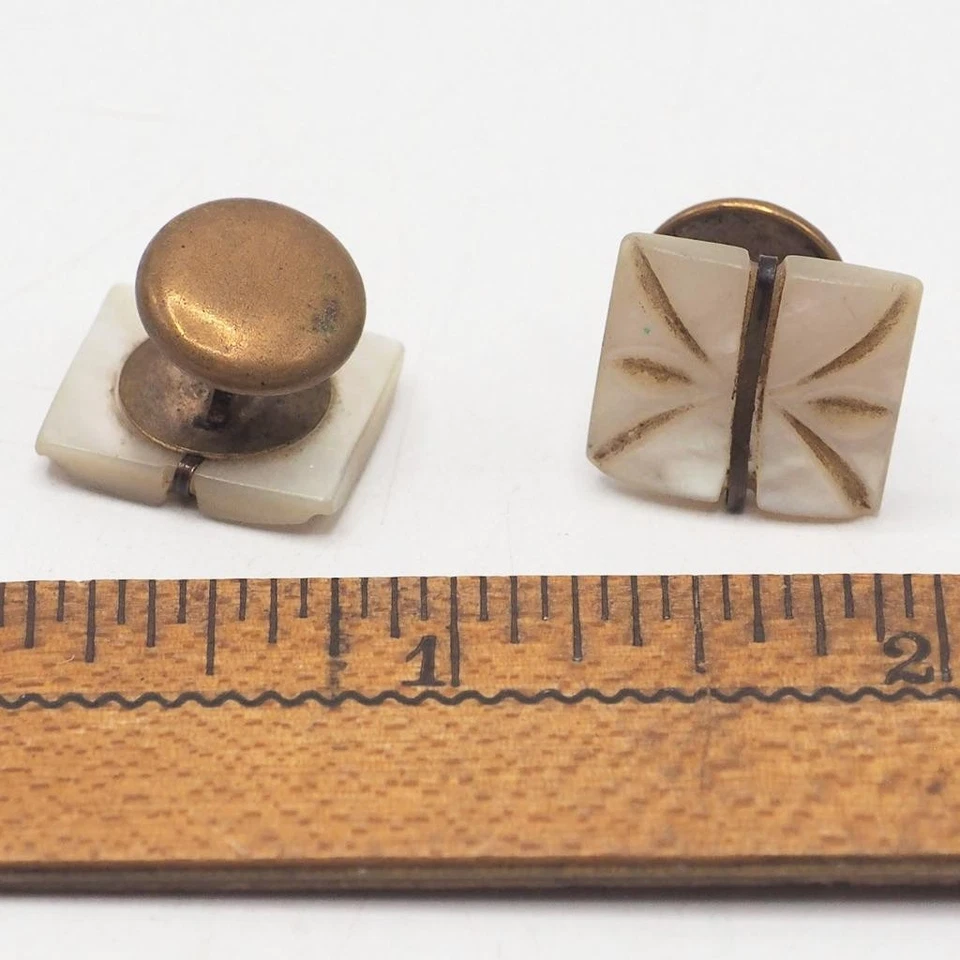 Conjunto de gemelos de madreperla y oro para hombre joyas para hombre Foto 2 de 2