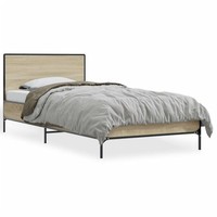 Bettgestell Sonoma-Eiche 90X200 Cm Holzwerkstoff Und Metall