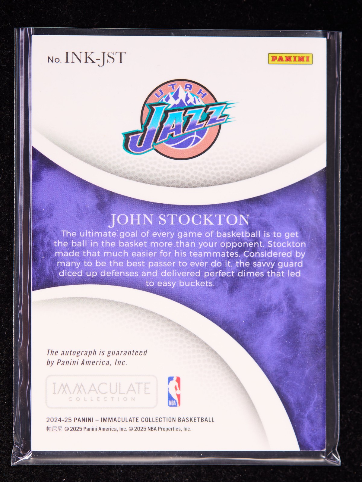 John Stockton 2024-25 Immaculate Collection Auto 05/49 Immaculate Ink [xlz344 view 2