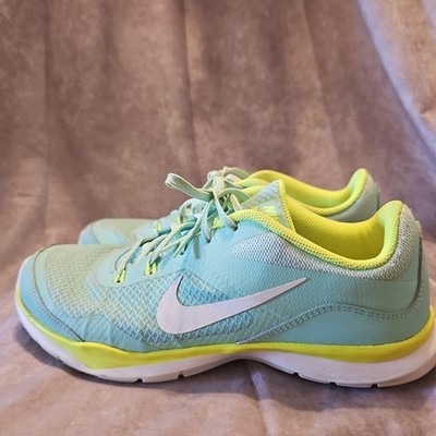 Nike Flex Trainer 5 Running Shoes Womens Size 11 Mint Green Mesh Leather Sneaker