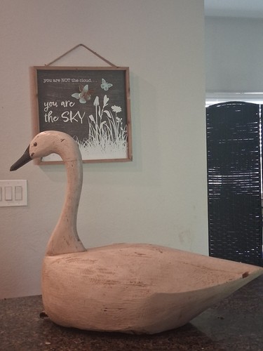 Handmade Carved Wooden Swan Figurine Collectible Bird Sculpture SIGNED BY F & S 