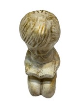 Vintage Boy Reading Figurine Gold Brushed Artist Signed Mini 2.75