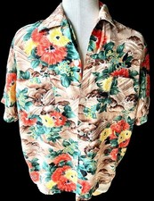 VTG 50s PENNY'S Rayon Hawaiian Shirt  JAPAN  M Medium  Collectible Rare
