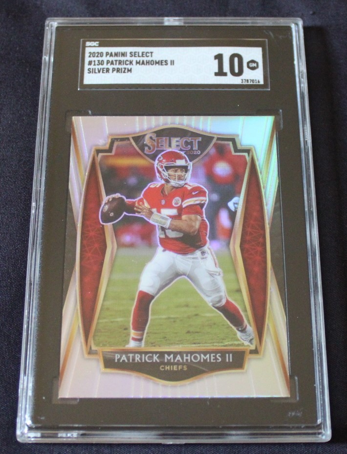 PATRICK MAHOMES 2020 PANINI SELECT SILVER PRIZM CARD #130 SGC GEM 10