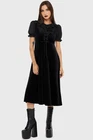 It's Black Friday Eulalie Midi Dress Womens High Neck Puff Sleeve Goth