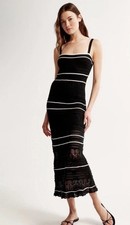 Abercrombie & Fitch Black Crochet Style Maxi Dress , Size XS Tall