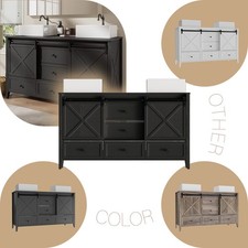 60" Large Bathroom Vanity w/ Double Sink Storage Free Standing Cabinet NO Faucet