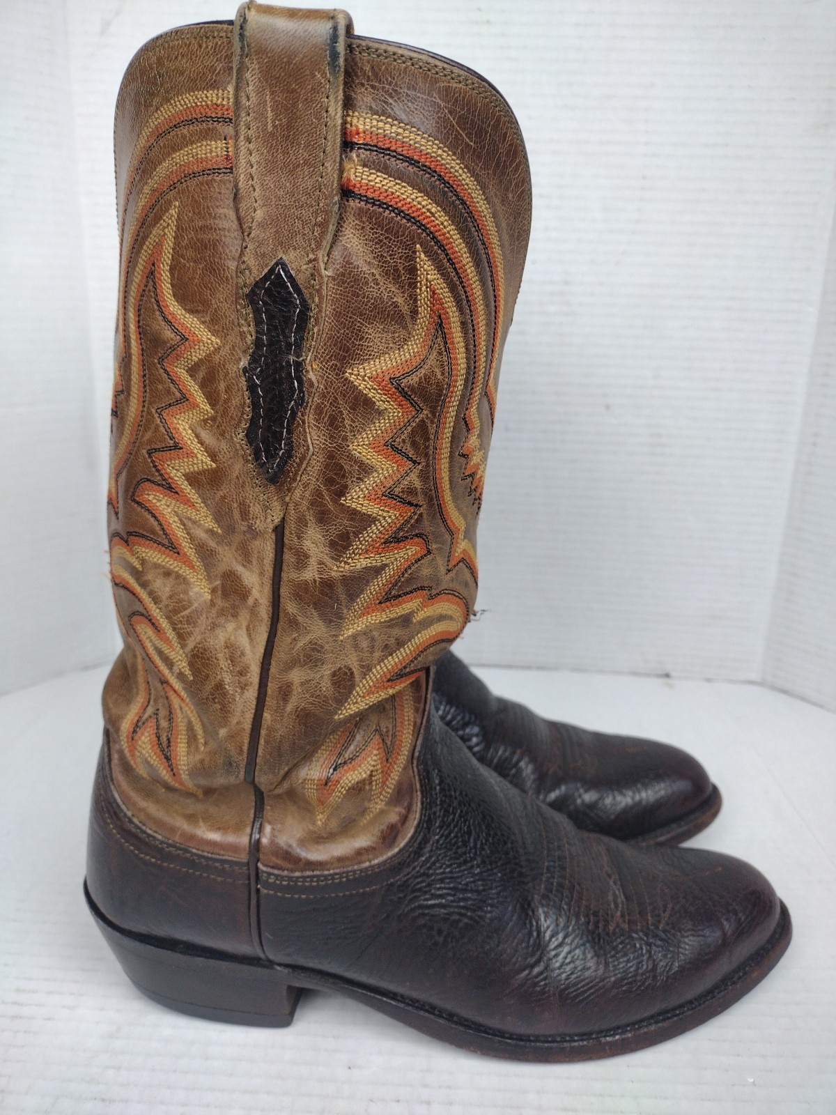 Lucchese Boots Caiman Mens 9 D Brown 1883 Vibrant Colored Embroidery image 6