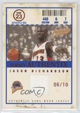 2004-05 Fleer Authentix Jersey Numbered to 10 6/10 Jason Richardson #JA-JR 7y2