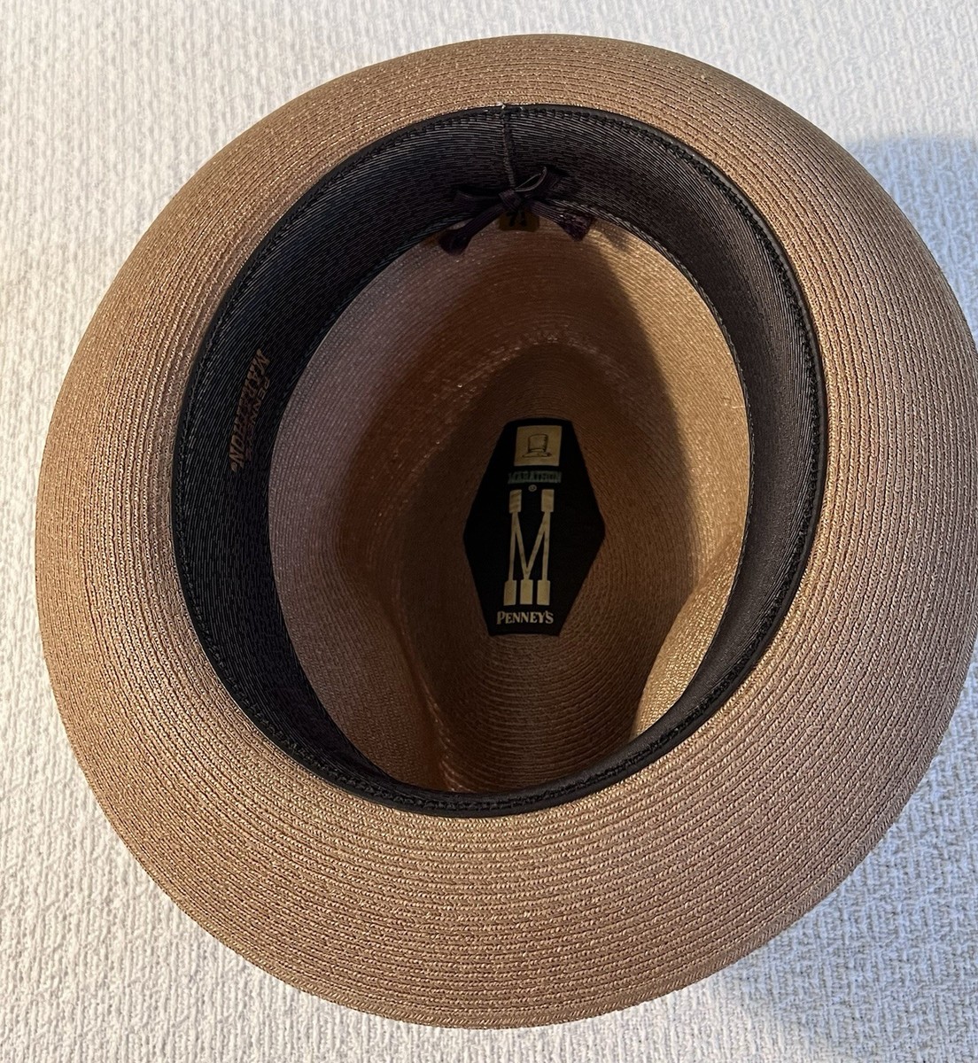 Vintage 1950s Penney's Marathon Straw Fedora Hat 7 1/4 RARE