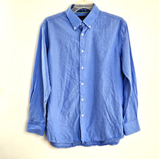 Tattersall London Shirt Mens 16.5 34-35 Blue Long Sleeve Dress Button Down