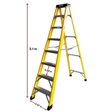 Excel Electricians Fibreglass Step Ladder 7 Tread 2.1M 150kg Heavy Duty