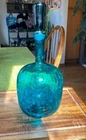 MCM BLENKO Aqua Crackle Glass Decanter Model #6516, 1965