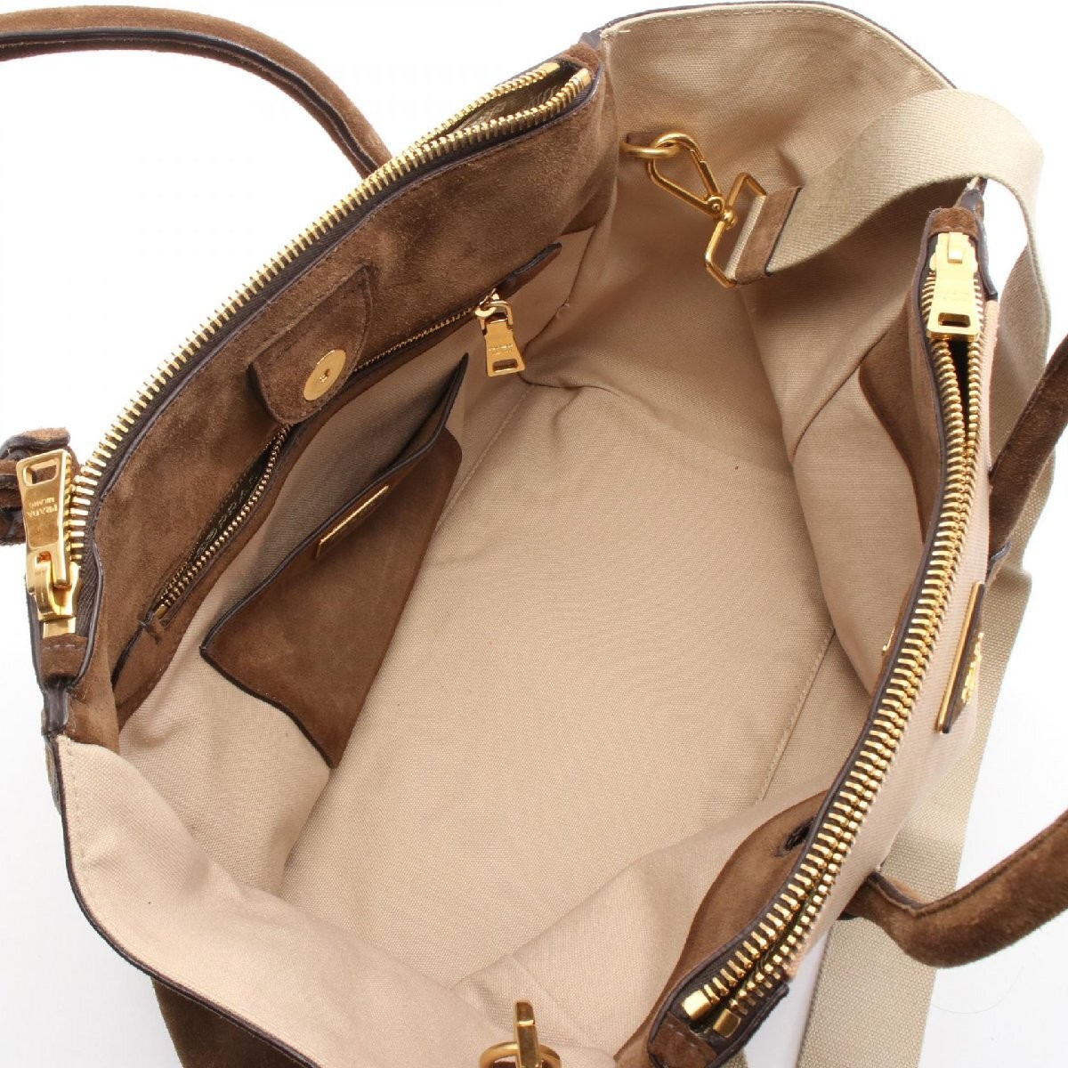 Prada CANAPA SCAMOSCIA  PRADA Canvas Handbag Canvas Suede Used Ladies from japan thumbnail 3