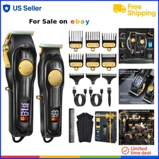 Mens Hair Clippers Set Professional Cordless Haircut Trimmers Grooming Kit