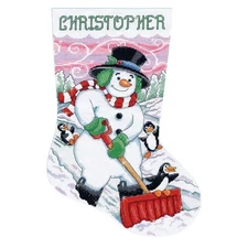 Design Works Shoveling Snowman Stocking Counted Cross-Stitch Kit