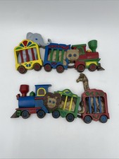Vintage Burwood Products Circus Trains With Animals Wall Plaques Set Of 2