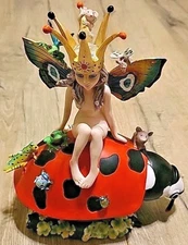 Ebros Sheila Wolk Chariot Fabulous Fairy Journey Statue 8" Tall Ladybug Damaged 