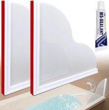 KOMOHOM Seamless Shower Corner Water Guard, Tub Large, Silicone White