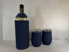 Vinglace Blue Wine Chiller Gift Set With 2 Tumblrs. Great Christmas Gift Holiday
