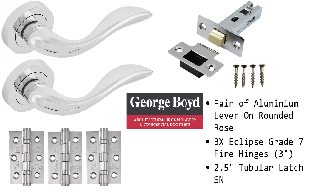 George Boyd Aluminium Latch Interior Lever On Round Rose Door Handle Pack