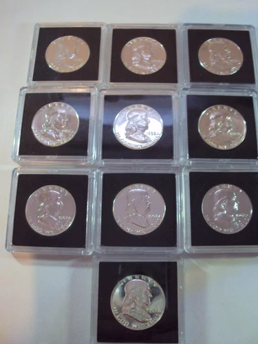 1953 to 1963 proof Franklin half dollars no 1955 10 coins total