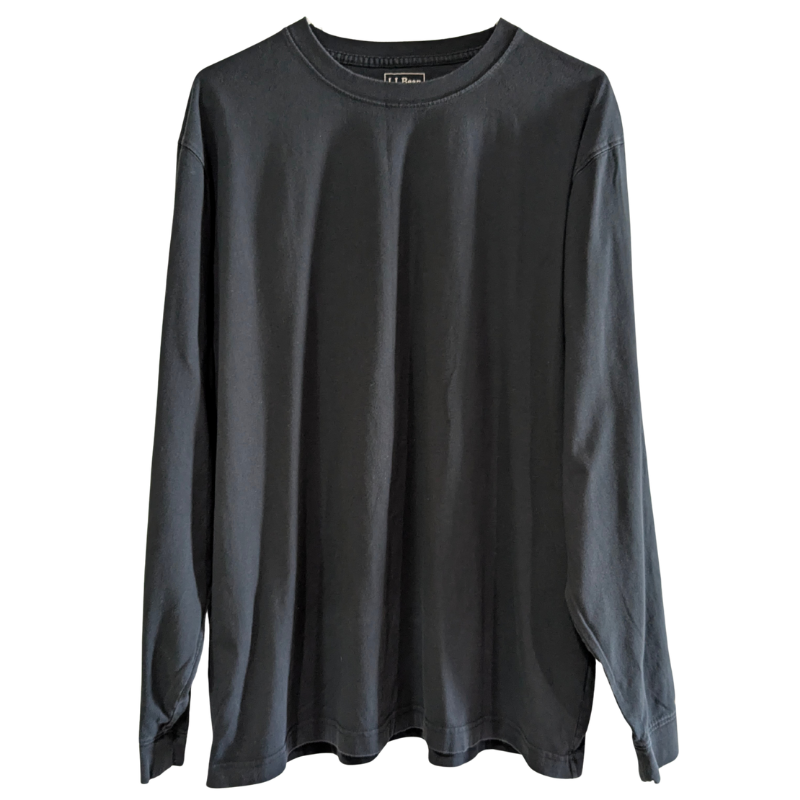 L.L.Bean Men's Traditional Fit Long Sleeve T-Shirt, Black, Size Large, Cotton