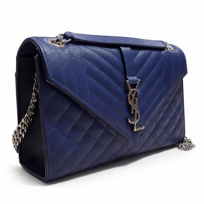 SAINT LAURENT ネイビー ケース Yves Saint Laurent YSL 'Y' Navy Faux Leather Toiletry Shave Bag