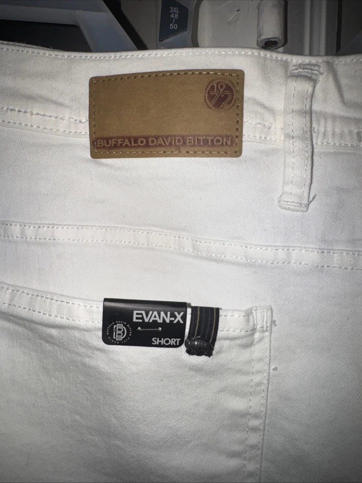 Buffalo David Bitton 白色 Evan-X 弹力牛仔短裤男式 38 码 — 第 2/4 张图片