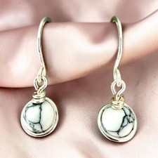 Earrings HOWLITE Handmade Unique Jewellery Natural Gemstone Spiritual Suport