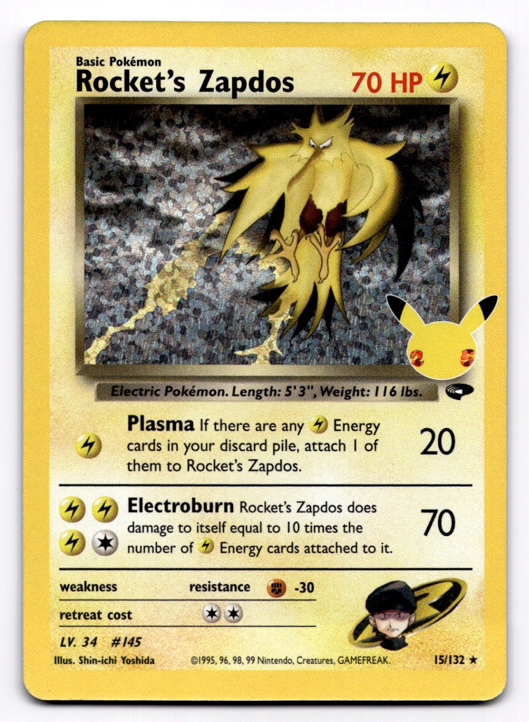Rocket's Zapdos Celebrations: Classic Collection - Pokemon NM 15/132