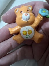 Vintage Care Bears Friend Bear With Flower PVC Figure 1983 Miniature Mini Read   