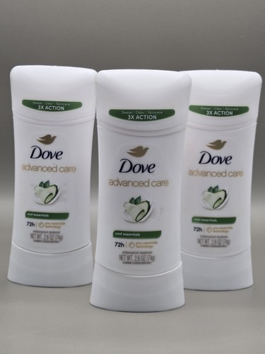 3 Pack Dove Advanced Care Cool Essentials Antiperspirant Deodorant 2.6 oz 72H