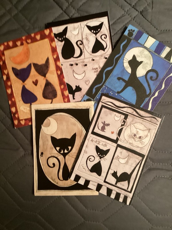 Cecilia Ambroggio 5 Posters Art Card Black Cats 6x4