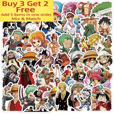 50pcs Waterproof Vinyl Stickers One Piece Anime Luggage Phone Laptop Fridge