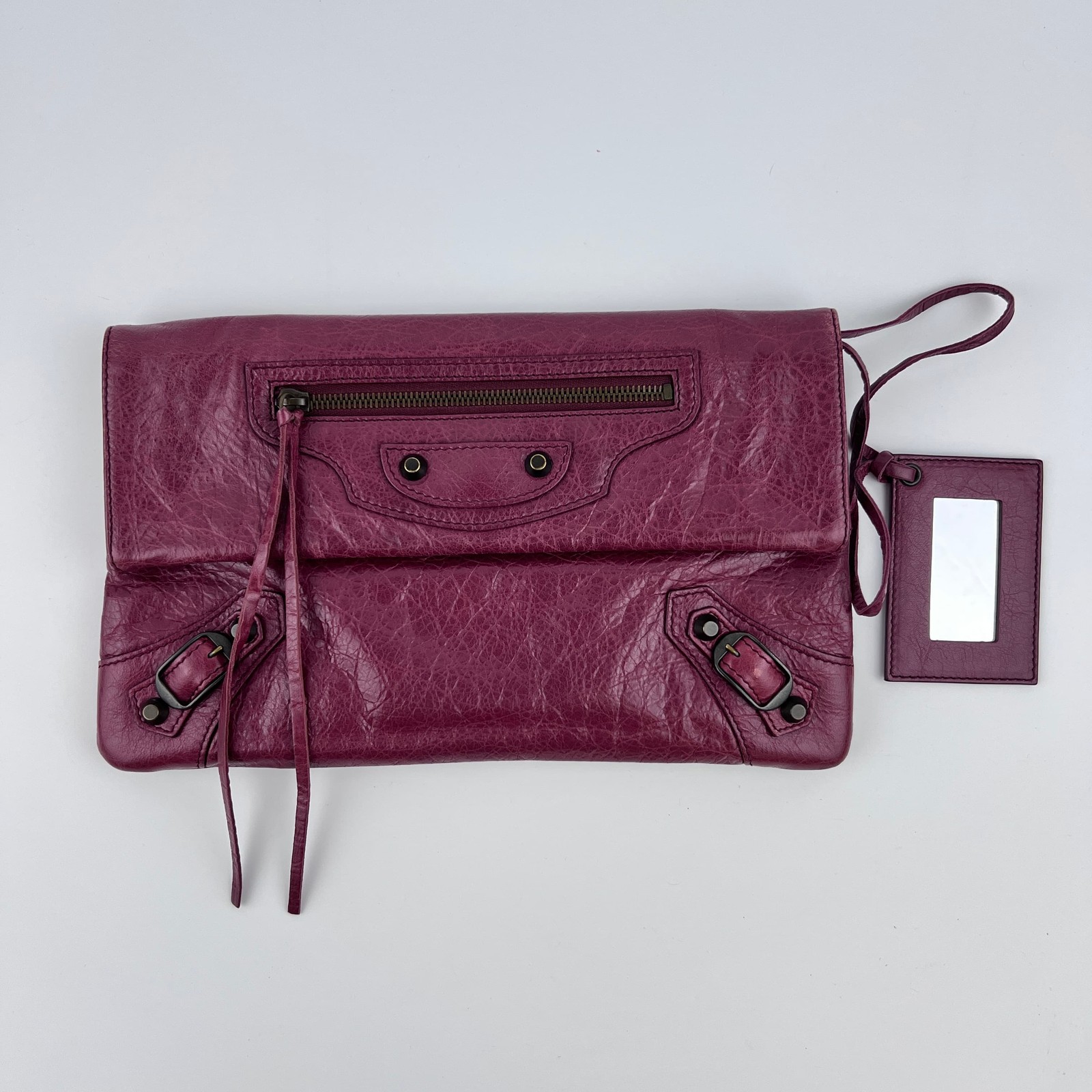 BALENCIAGA Clutch Bag Second Bag Leather Red Vintage Women's Mirror Accessory thumbnail 3