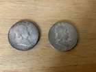 1952 & 1955 Franklin Half Dollar Silver Coins 50C Circulated 0.9 Fineness