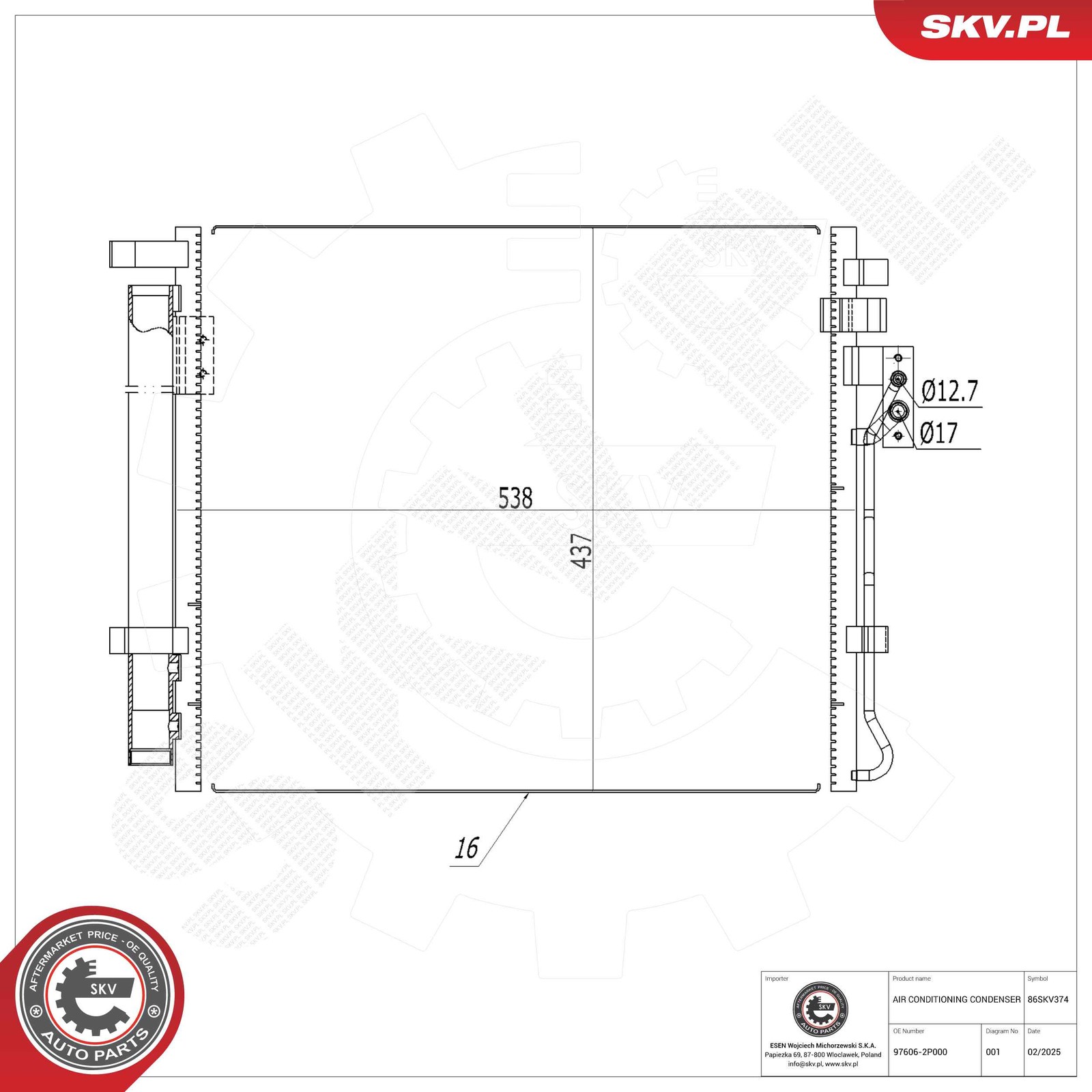 Fits SKV GERMANY 86SKV374 AIR CONDITIONING COOLER 86SKV374   ⭐UK Stock⭐