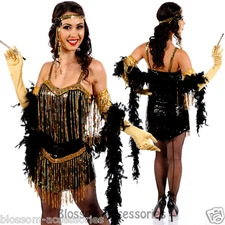 I87 Gold 20s Gatsby Flapper Costume 1920s Charleston Fancy Dress Party Outfit