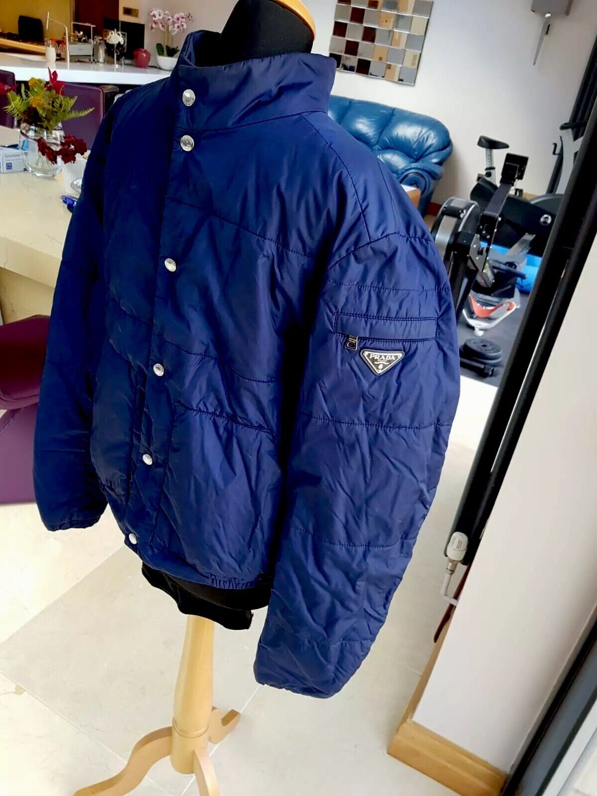 Men's PRADA Navy Blue Puffer Jacket, Size 52 UK L, 100% AUTHENTIC